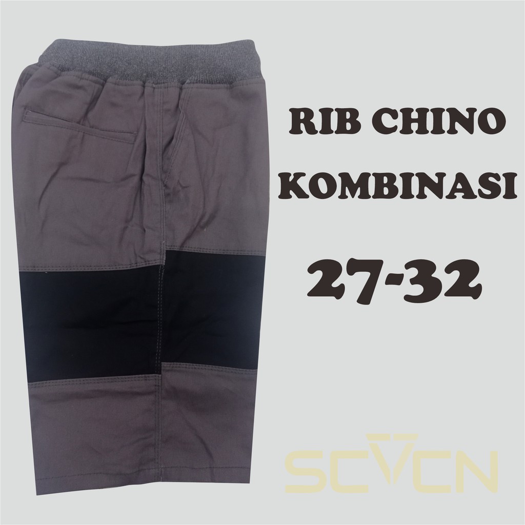 Celana Chino Pendek Rib Kombinasi pria