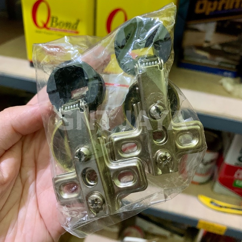 1 PASANG 2pcs ENGSEL KACA ELCO tidak SLOW MOTION sendok glass door  non soft closing close hinge gnt