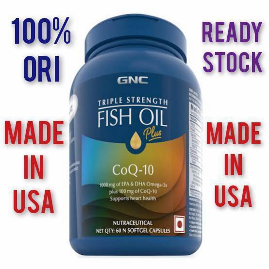 {cantikstore} GNC - 100 ORI USA TRIPLE STRENGTH FISH OIL CoQ-10 60 SOFTGEL CAPSULES Berkualitas