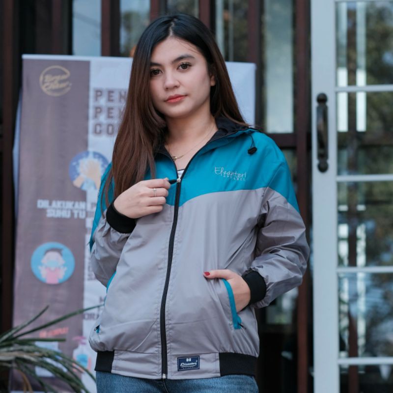 JAKET WANITA PARASUT ELZANTERI ORIGINAL / JAKET CEWEK TERLARIS / JAKET TERBARU-Tosca - Grey