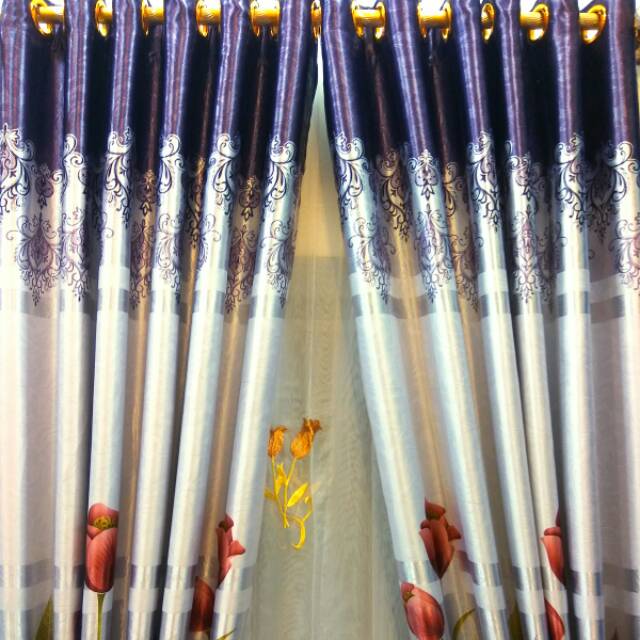 Gorden  timbul embos mewah gold hordeng