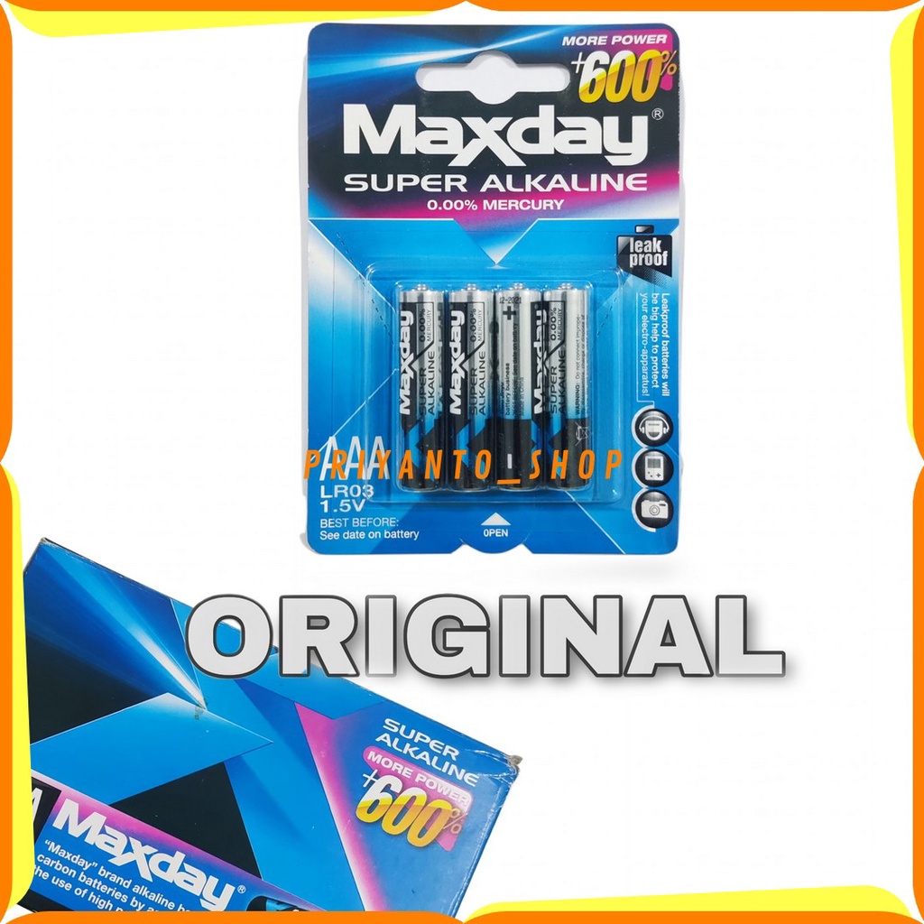 BATERAI BATTERY MAXDAY SUPER ALKALINE A3 AAA LR03 ASLI 4PCS ORIGINAL