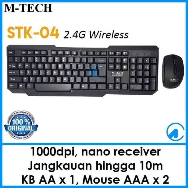 Keyboard Mouse Wireless Combo M-tech STK-04