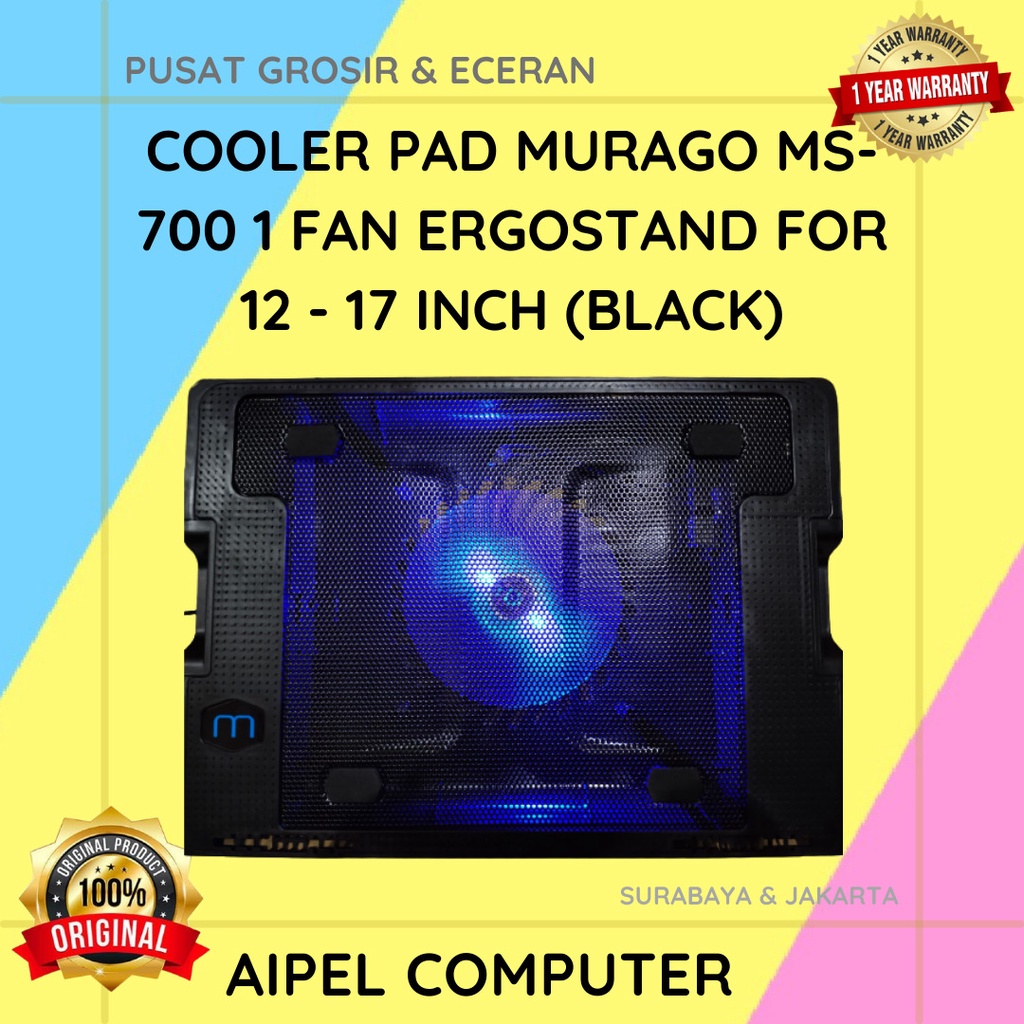 MS700 | COOLER PAD MURAGO MS-700 1 FAN ERGOSTAND FOR 12 – 17 INCH (BLACK)