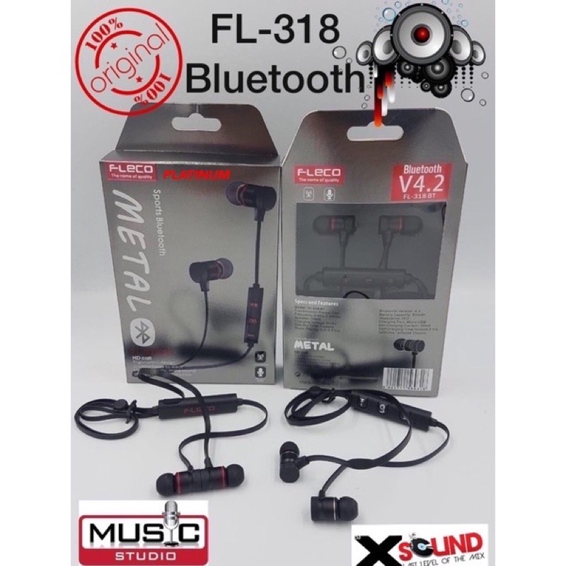 PROMO HANDSFREE BLUETOOTH FLECO SPORTY FL318BT STEREO EARPHONE ORIGINAL BATERAI AWET