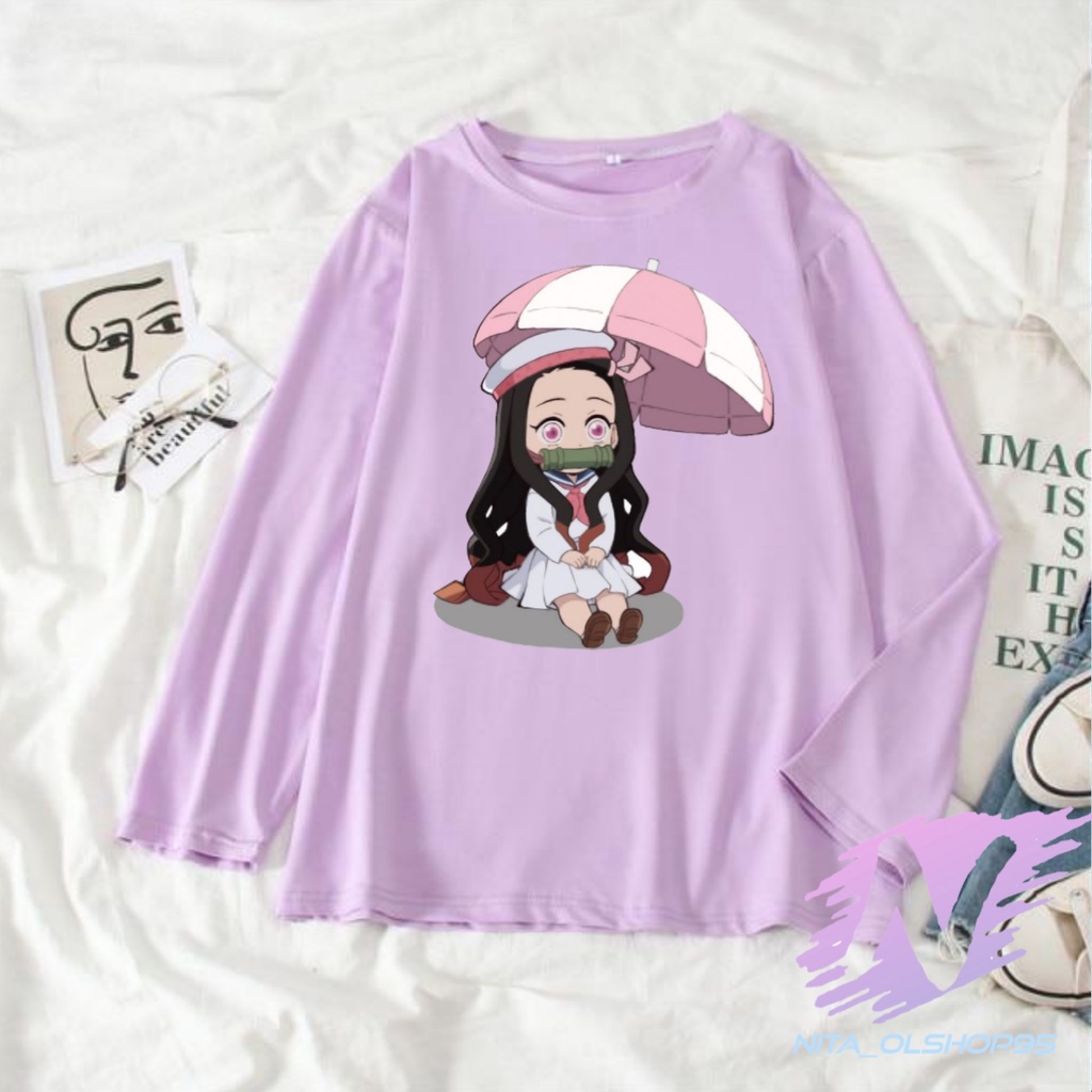 KAOS NEZUKO CHIBI BAJU KAOS ANAK LENGAN PANJANG ANIME DEMON SLAYER TERBARU