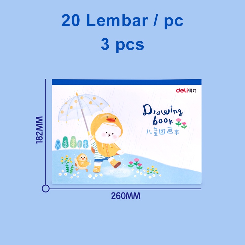 Deli Buku Gambar Kertas Tebal Buku Gambar Anak Kertas Gambar 20 Lembar 16K Painting Book