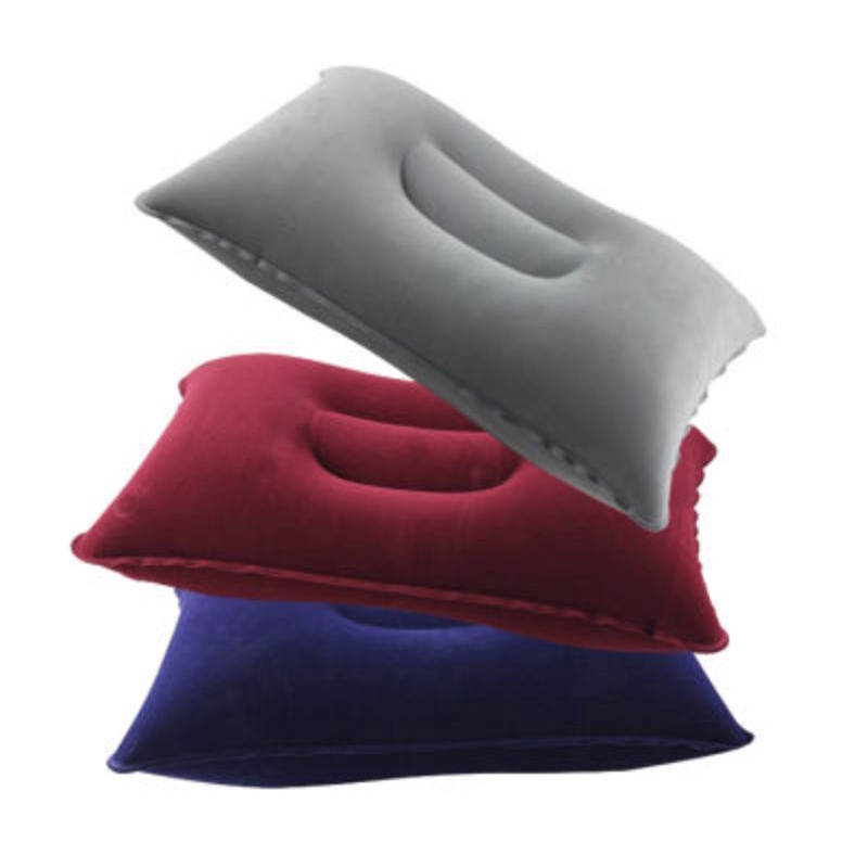 Bantal Angin Tiup Bahan Bludru Untuk Sandaran Kursi Sofa Mobil Inflatable Travel Pillow Air Udara