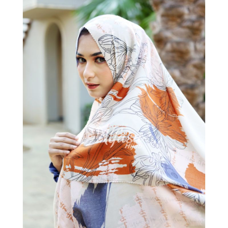 Cheryl Scarf AF 224 Alfasa Hijab | Segi Empat Voal Kerudung Motif Abstrak Anti Gerah Mudah dibentuk