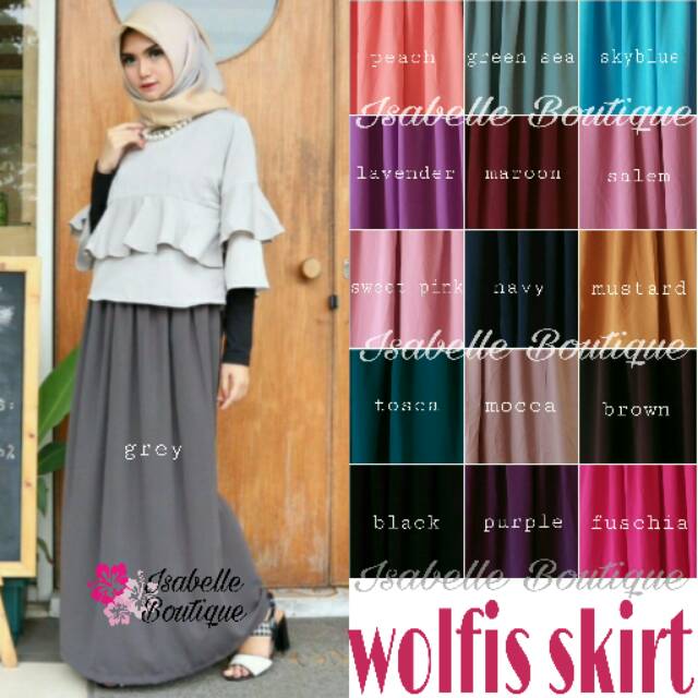 PROMO!!!!!   Konveksi Rok wolfis wolvis - produsen rok sifon skirt polos panjang