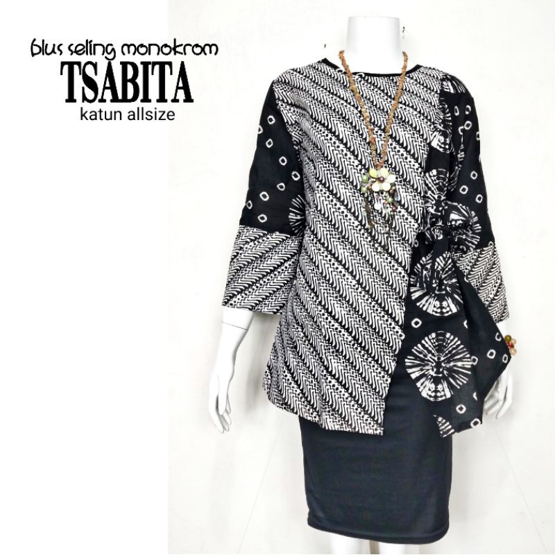 Blouse Blus katun seling monokrom tsabita Baju Atasan wanita batik murah murmer lebay kerja sekolah kuliah santaisantai