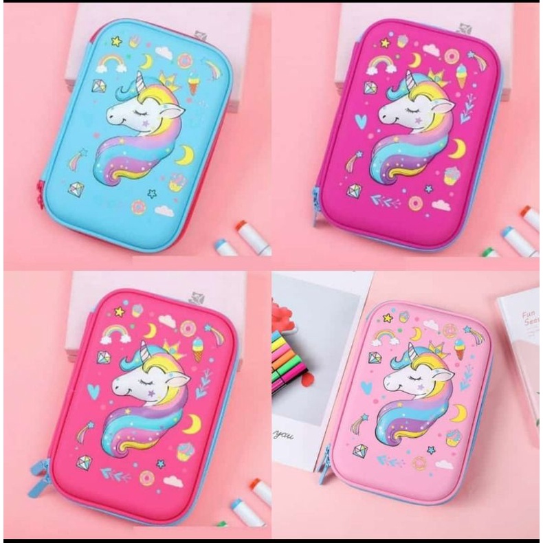 

KOTAK PENSIL TEMPAT PENSIL ANAK TIMBUL 3D ANTI AIR UNICORN BIRU