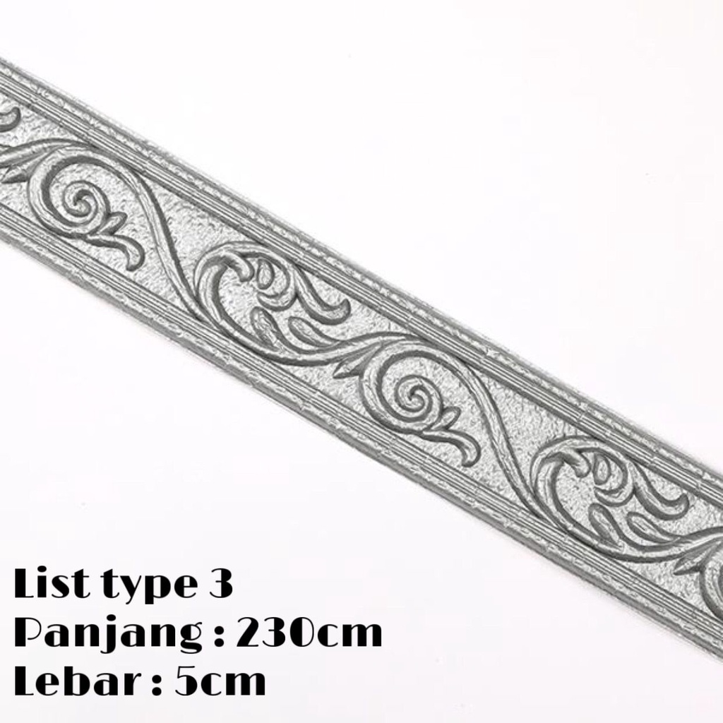 Wallpaper Foam 3D List / Stiker Dinding Atas / Wall Sticker List - 5MM-Klasik Abu Y017