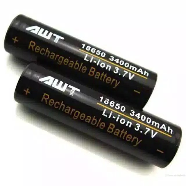 Baterai AWT 18650 Hitam 3400 mAh / Batere Rokok Elektrik Vape 3400mAH