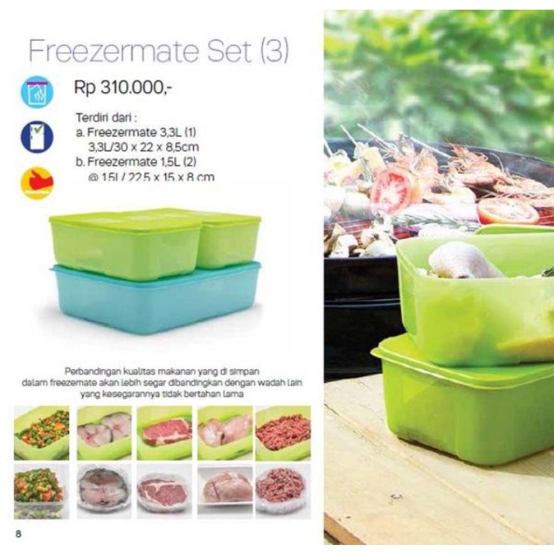 Freezermate set tupperware tempat penyimpanan makanan di kulkas