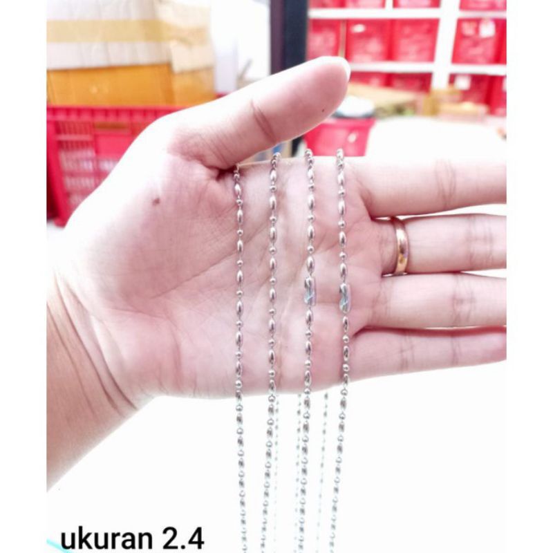 KALUNG TITANIUM MODEL BIJI LADA BERAS PANJANG 75CM