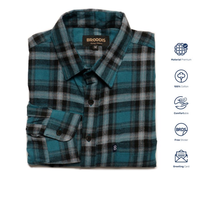 Kemeja pria KEMEJA FLANEL PRIA MODEL SLIMFIT MODERN MOTIF FLANNEL KOTAK (Monte) - Blue Nimez, S terb