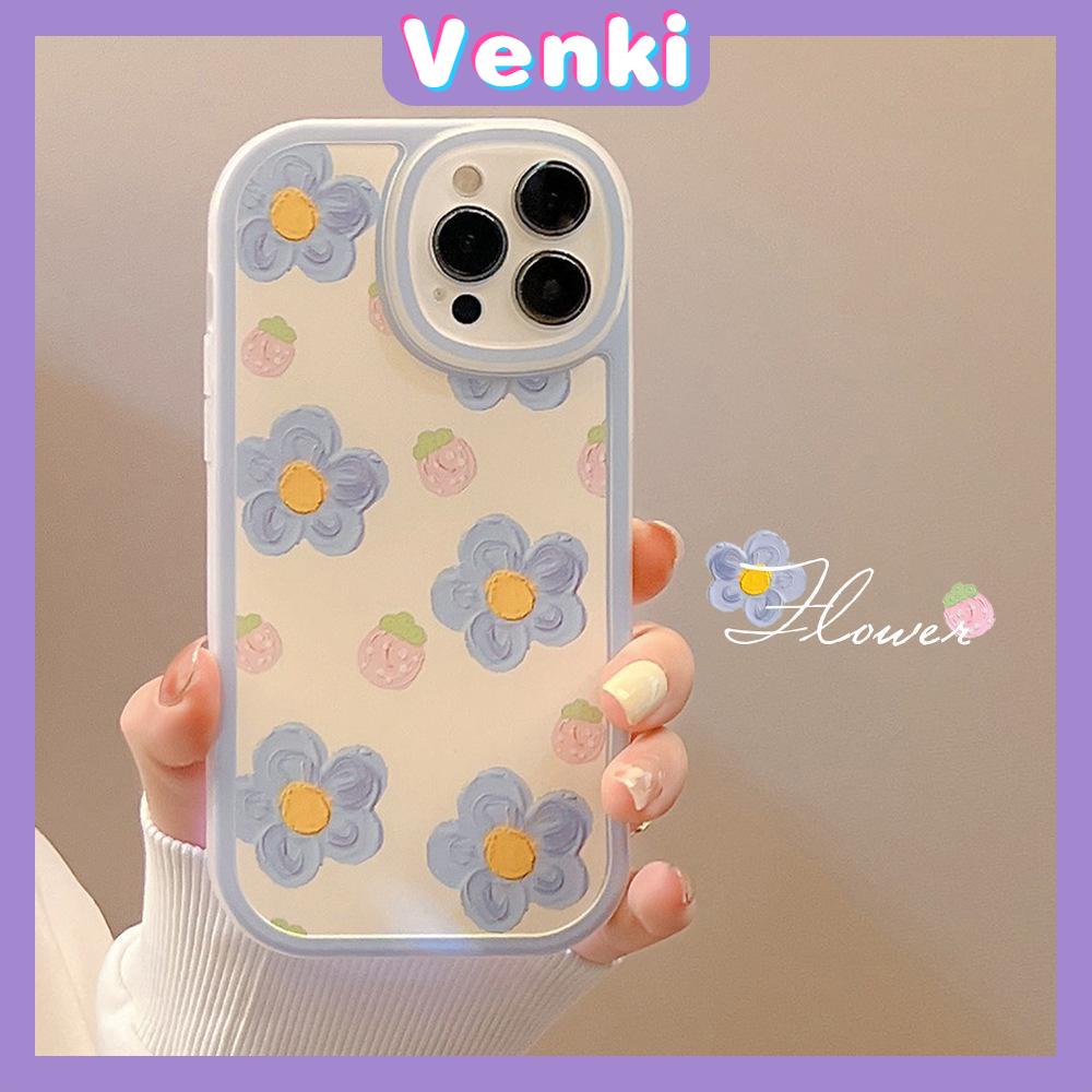 iPhone Case Silicone Soft Case Clear Case Thickened Airbag Shockproof Camera Full Coverage Protection Blue Flowers Cute For iPhone 13 Pro Max iPhone 12 Pro Max iPhone 11 7 Plus