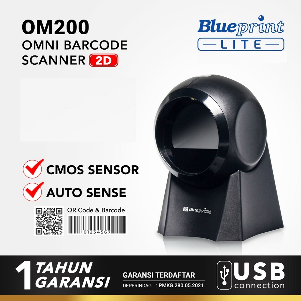 Blueprint OM200 Omni Barcode QR Code Scanner Duduk 2D Auto Scan