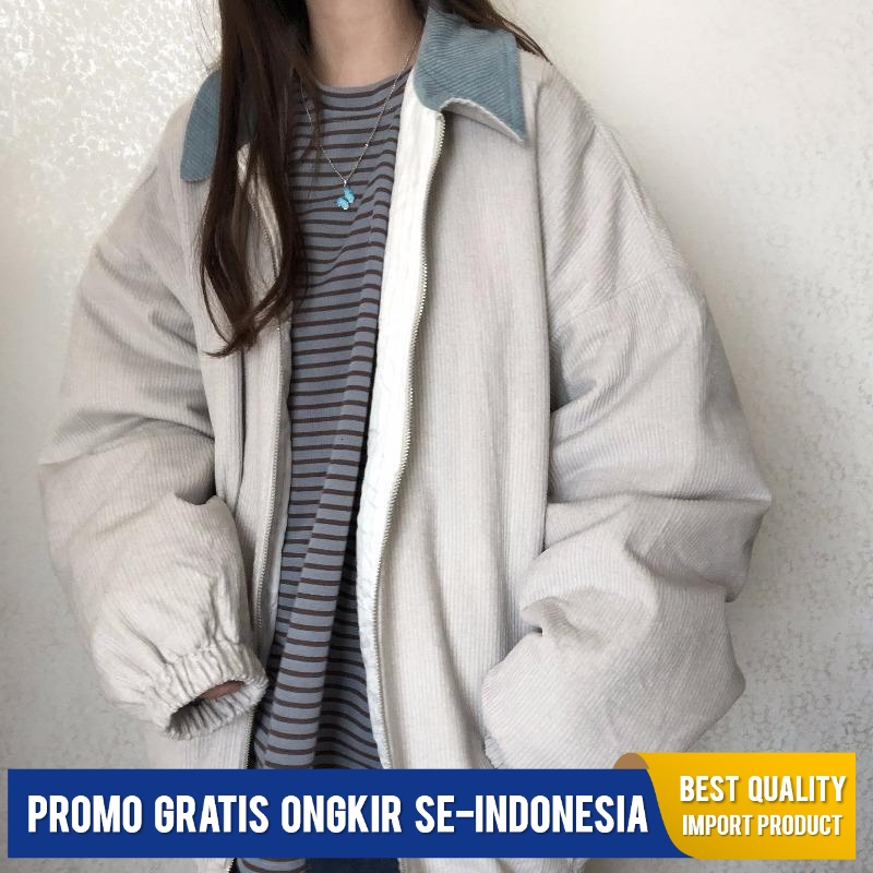 Jsket  Wanita Preppy Korduroi Mantel      Korea  Mahasiswa Semua    Menebal   Top in Import
