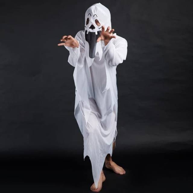 KOSTUM HANTU TENGKORAK DEWASA BAJU SERAM HALLOWEEN COSPLAY