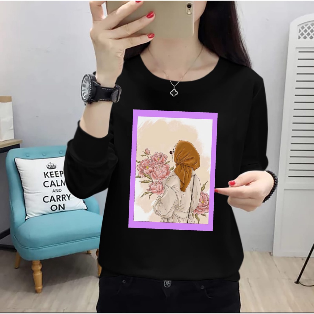 BISA COD ~ BAJU HIJAB PINK GIRL TERBARU-KAOS DISTRO WANITA LENGAN PANJANG KEREN MASA KINI-BAJU CEWEK TERLARIS