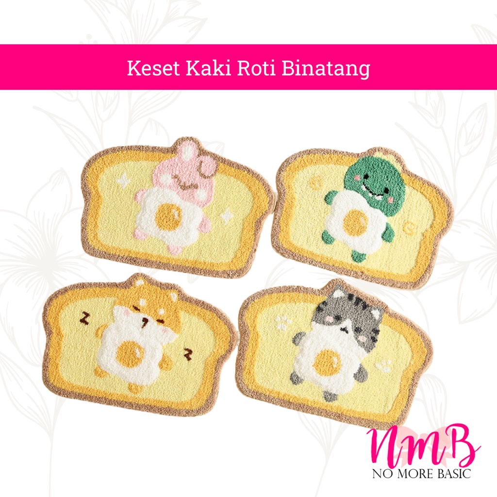 Keset Kaki Karakter Kartun Roti Binatang Anti Slip Dekorasi Rumah Anak-Anak