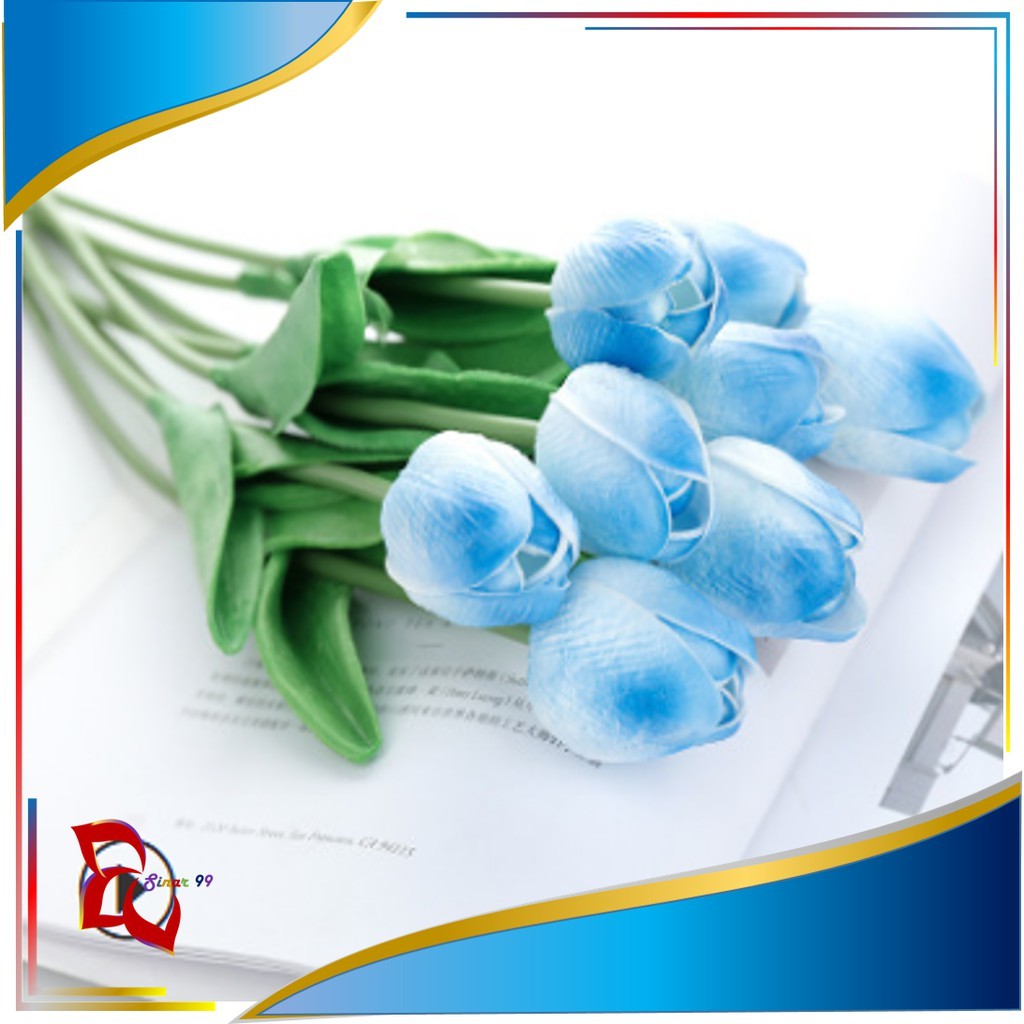 Bunga Tulip BIRU Latex Flower Tulip BLUE Real Touch BUNGA Palsu Buatan Seperti Asli Artificial Artif