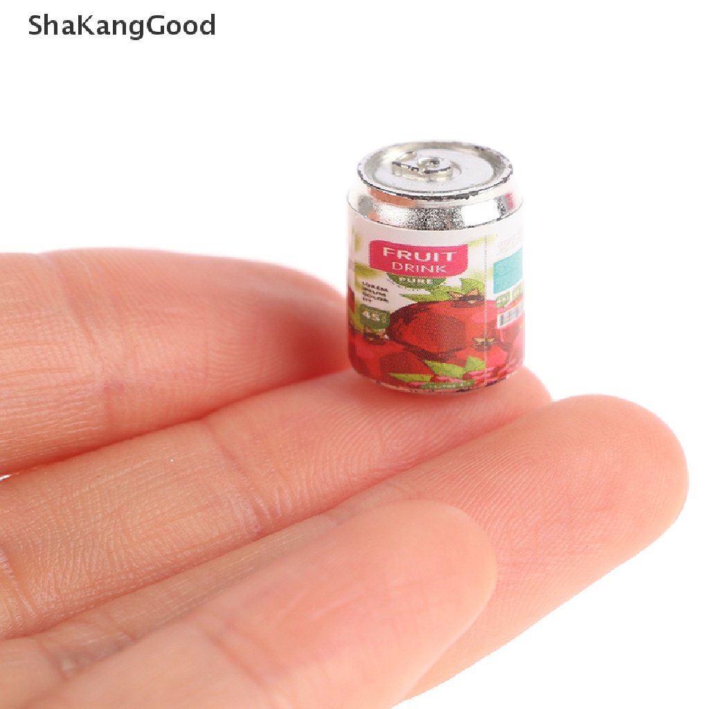 Skid 4pcs / Set Mainan Miniatur Kaleng Minuman / Buah Skala 1: 12 Untuk Aksesoris Rumah Boneka