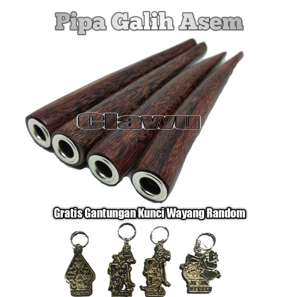 Pipa Once Kayu Galih Asem Full Galih 12 cm Gratis Gantungan Kunci Wayang Random