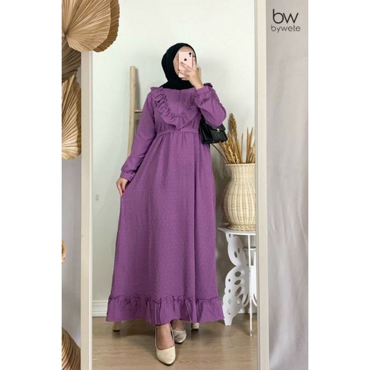 Besti MIDI dress bywete (Bw)/dotty uragiri/dress bahan uragiri /gamis simple /dress ruffle dada/dres