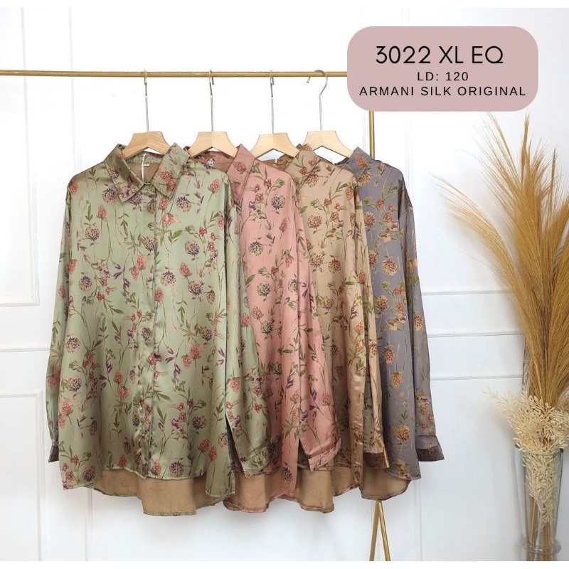 La Dior | Atasan Kemeja mewah motif bunga Armani silk