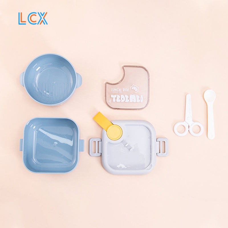 LCX Portabel Double-Layers Lunch Box kotak Makan Tahan Bocor Tempat Makan Lunch Box set Kotak Bekal VS-79