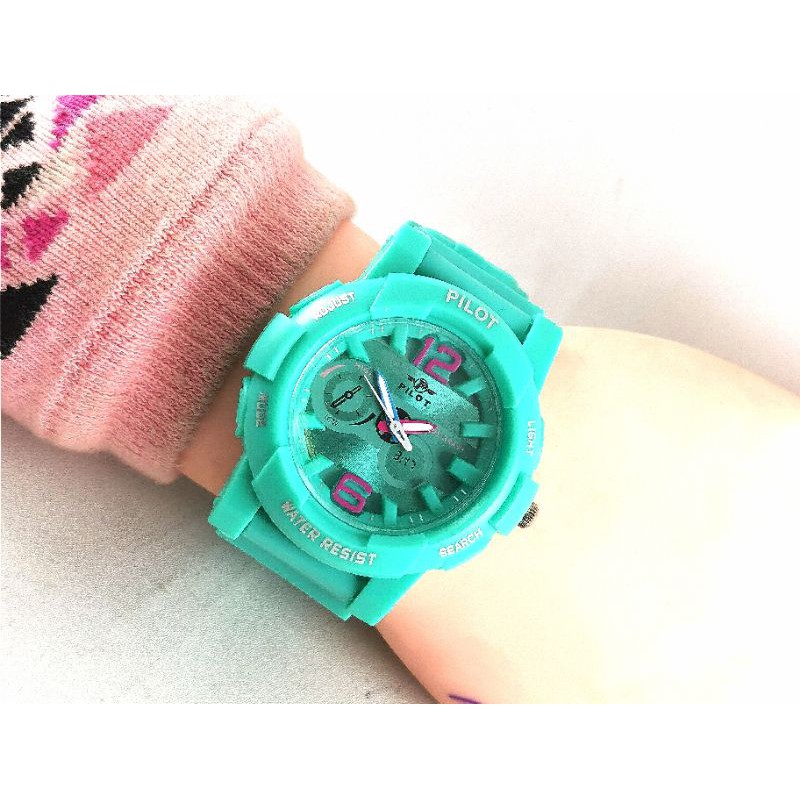 Jam Tangan Wanita  Pilot Rubber analog/Jam Tangan Murah Pilot