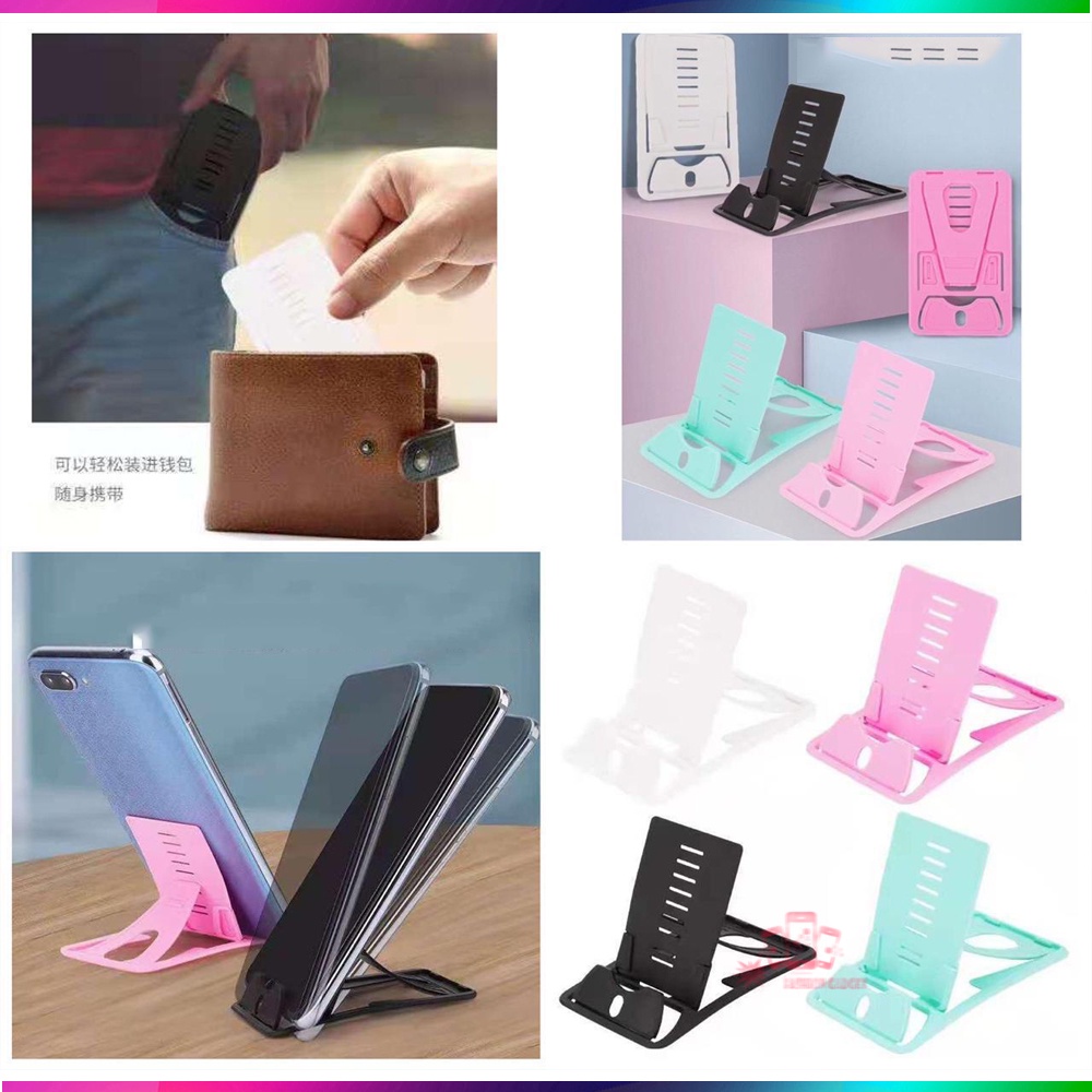 Foldable Phone Holder Mini Stand Card Holder Phone Stand Dudukan Hp Multifungsi Phone Tablet Stand Warna - ACAK / RANDOM