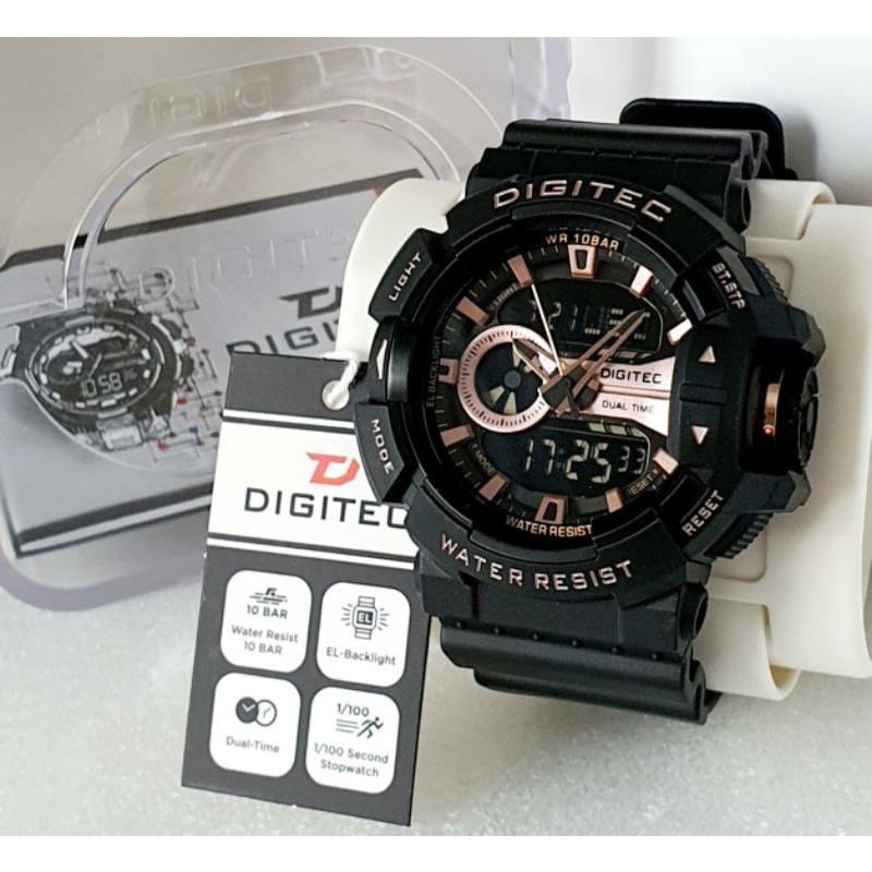 jam tangan digitec pria bulat besar digital analog original water resist DG 2080