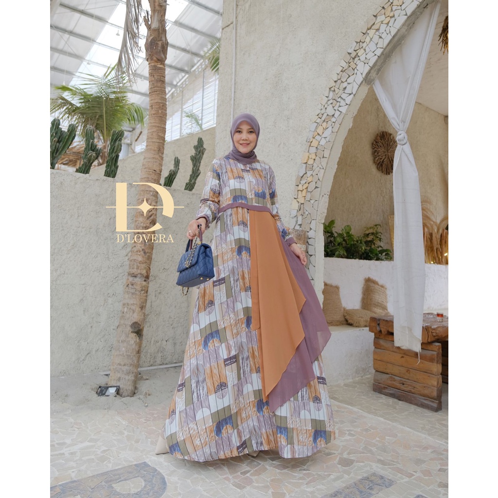 KAMILA DRESS 2 by D'lovera Gamis Mewah Elegan Bahan Katun Armani Mix Layer Cerutti Babydoll Premium 