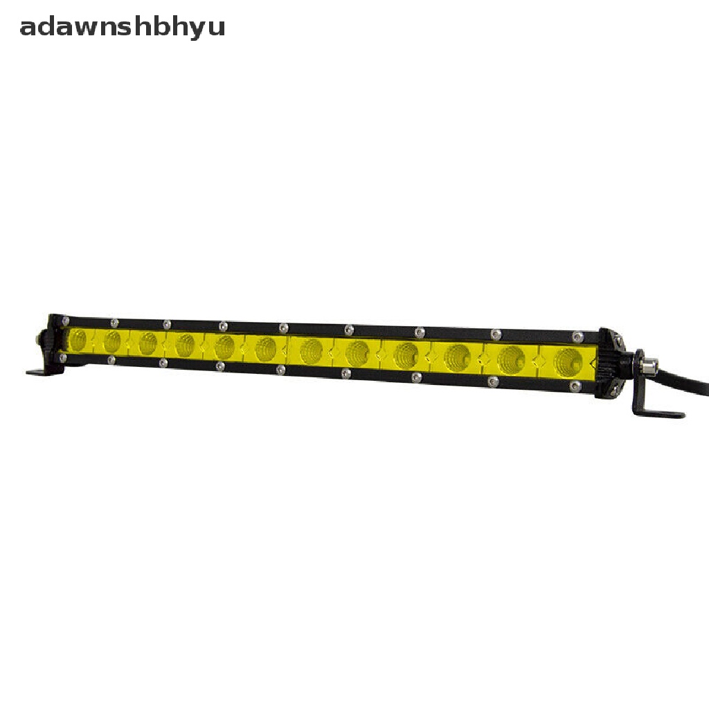 Adawnshbhyu Amber 12inch 60W Flood Slim Satu Baris Fog LED Lampu Kerja Bar Mobil SUV Truk ATV
