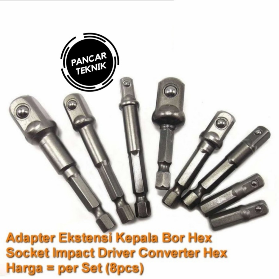 Adapter Kepala Bor Kunci Sok Shock Socket Impact Driver Wrench Set 8pc