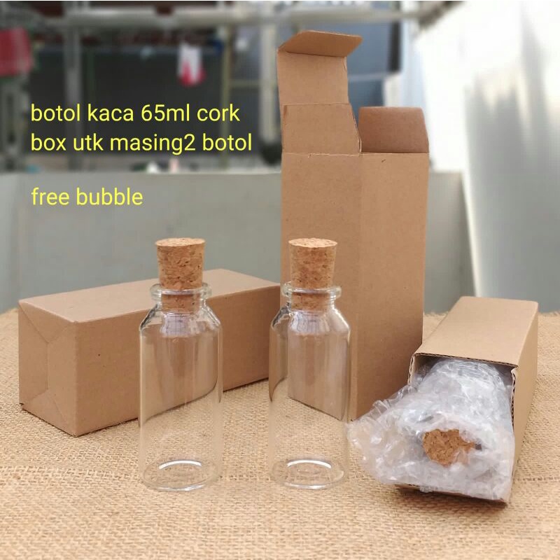 Botol kaca 65ml sumbat cork botol dekorasi gift souvenir