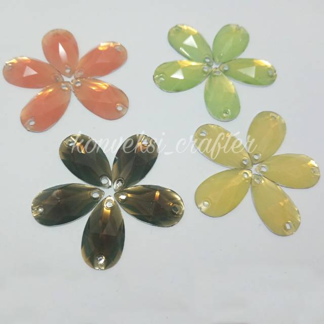 Payet Resin Doff Tetes 10x18mm Permata Jahit 100 pcs