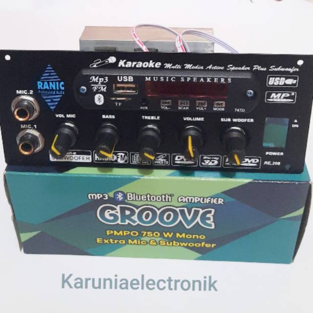 Kit Power Amplifier mono MP3 Bluetòoth pmpo750W mic+subwoofer