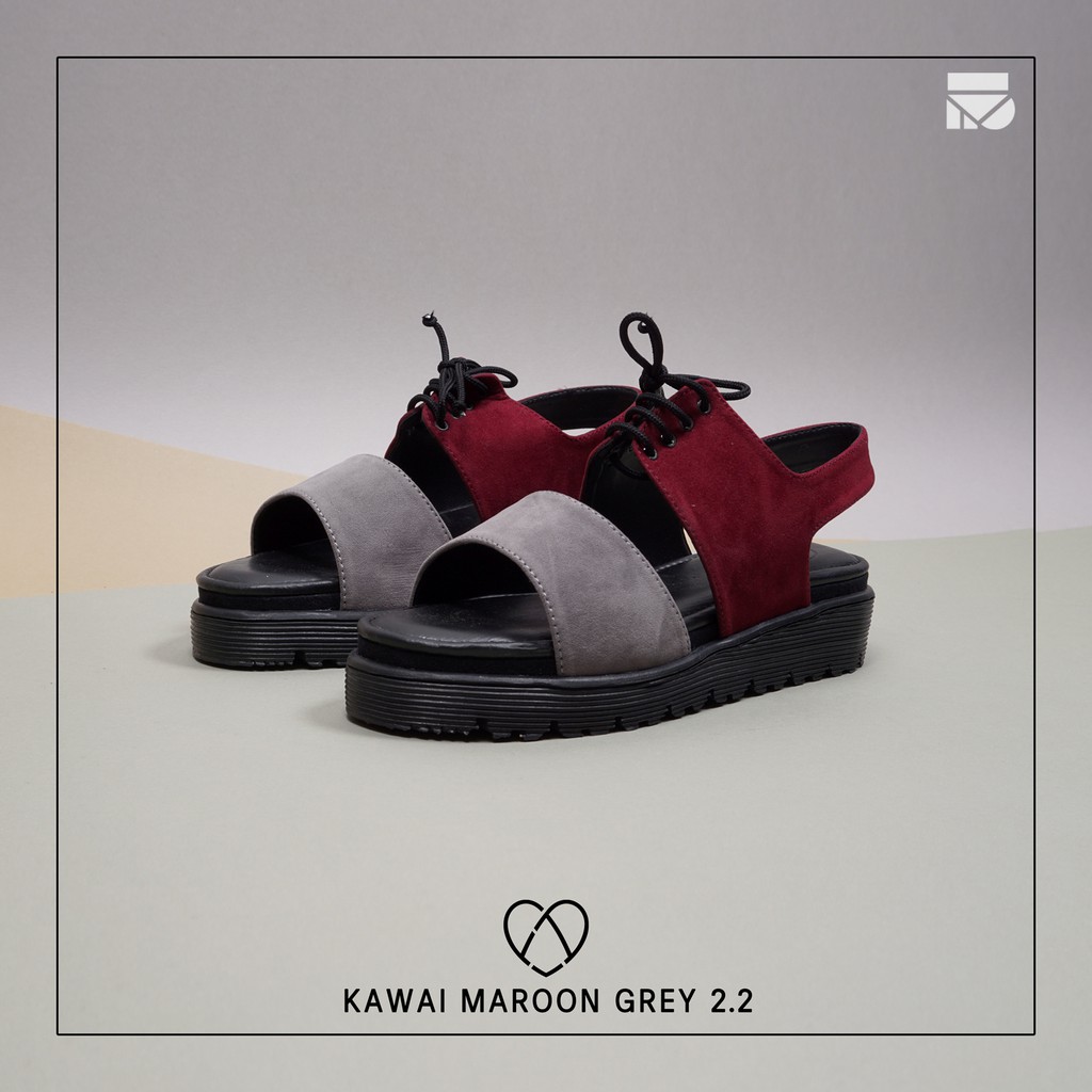 Kawai Maroon | Sandal Slide Platform Simpel Wanita Cewek Women Sandals Footwear | FORIND x Favshoes