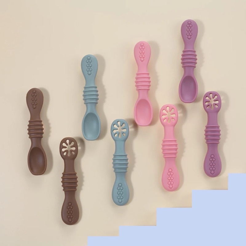 KOKOBee - Silicone Pre Spoon for baby feeding training / silicone spoon / BLW / silicone feeding spoon / numnum pre spoon set / dips glacier spoon / training spoon / sendok bayi / sendok silikon / lababy silicone spoon / lababy / beaba