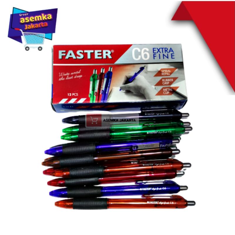 Pulpen Faster C6 C600 FA6 C8000 EC3 C6000 Ballpoint new bolpen pen 12pcs