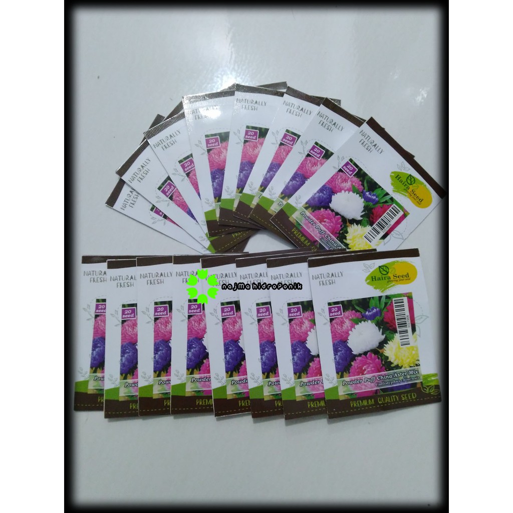 Benih Bunga Powder Puff China Aster Mix Pouch (Haira Seed)