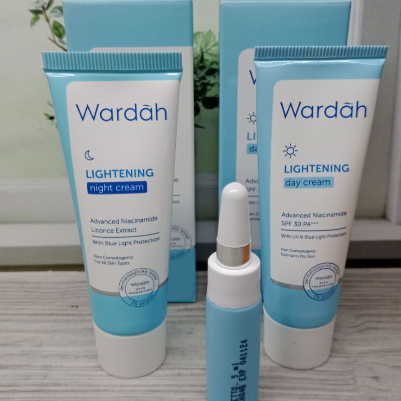 [Hemat 3 Pcs]  Wardah Lightening {Day Cream-Night Cream 20ml}Serum Ampoule 5ml