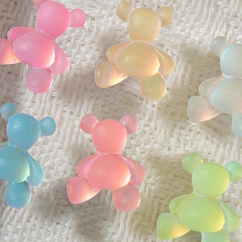 1 / 5 Pcs Perhiasan Nail Art 3D Motif Kartun Beruang Bahan Jelly Transparan Bercahaya