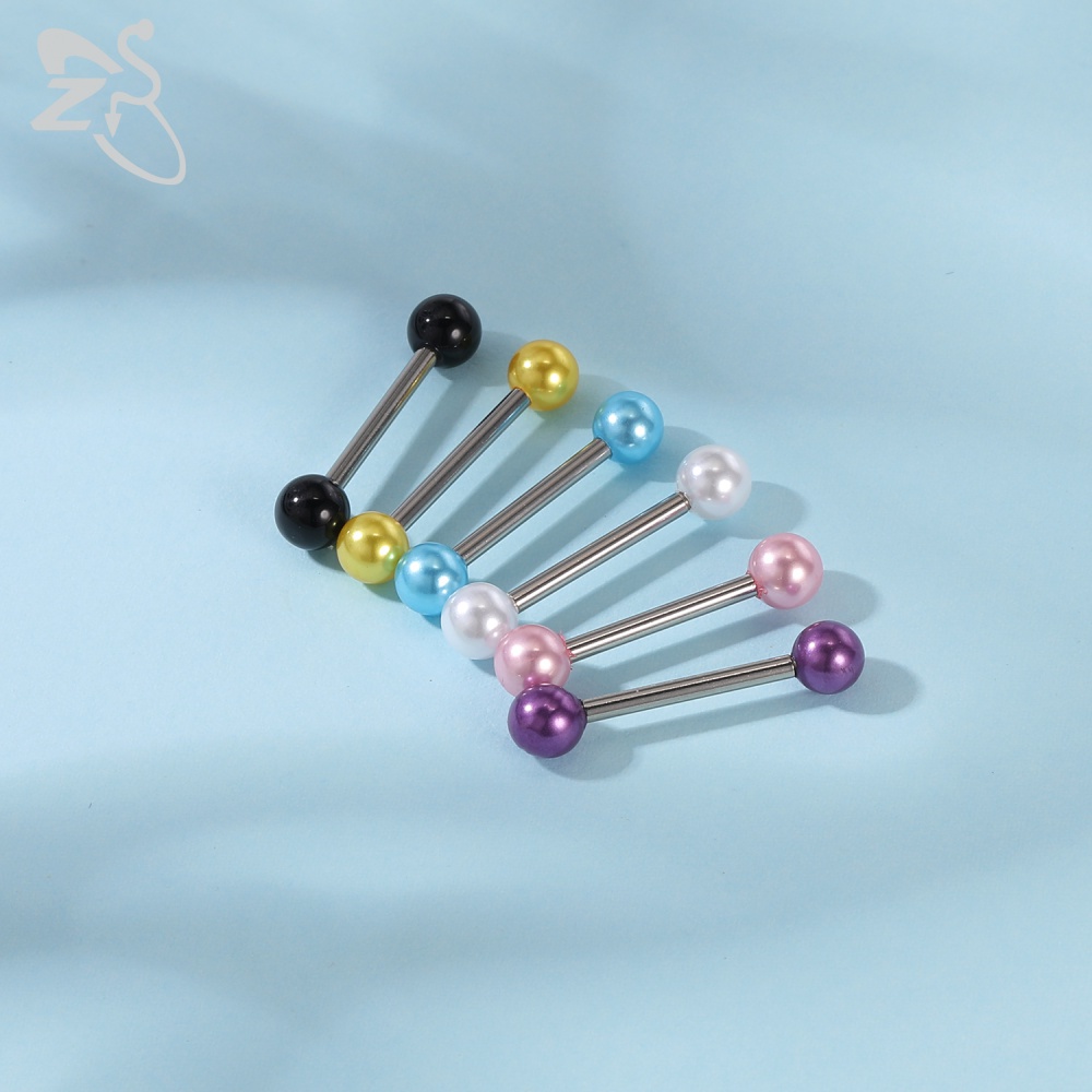 1 Pc Colorful Acrylic Ball Tongue Piercing Stainless Steel Tongue Ring Bars Barbell Brooch Sexy Piercings Jewelry 14G