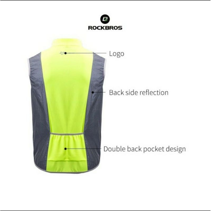 Jaket ROCKBROS FGY1002 Reflective Vest Rompi Sepeda mtb scotchlite